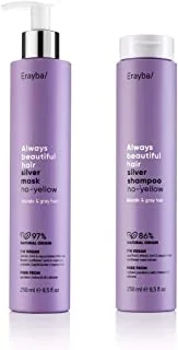 Always Beautiful Hair Vegan Rich Natural Ingredients Especially for Light Blonde and White Hair Silver Shampoo 250ml Silver Mask 250ml