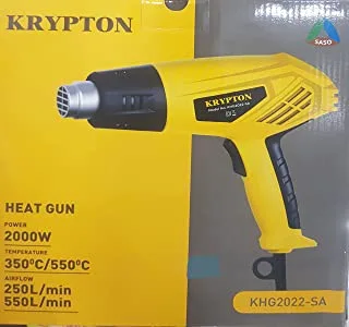 Krypton Heat Gun- KHG2022-SA| 2000 W, Temperature 350 And 550 Degree Celsius, Two Airflow 250 And 550 L/Min| Perfect For Home And Business Use| Comfortable Grip