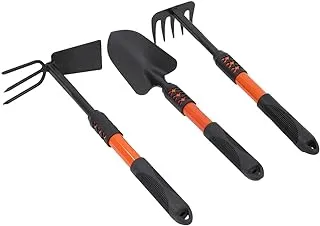 BMB TOOLS Garden Set Digging Fork 3 Piece Patio iron outdoor fork Unbreakable Landscaping Rake Tool Orange/Black, 3pcs, BUN1046