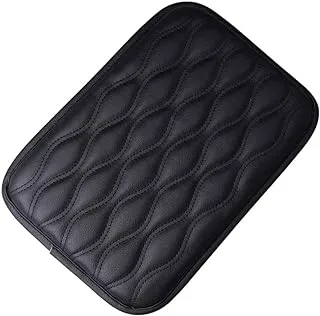 SHOWAY Auto Center Console Cover Pad PU Leather Waterproof Car Armrest Cover, Universal Fit for SUV/Truck/Car, Car Accessories (Black)