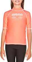 Arena Girls UV Protection Shirt, Shiny Pink-White, 10Y/11Y
