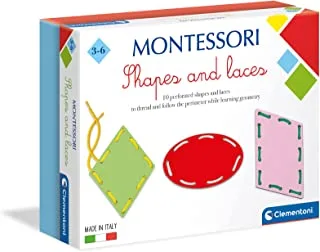 Clementoni Montessori - Shapes and Laces Educational Toy- For Age 3 Years+ Years Old