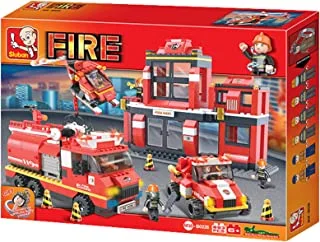 Sluban Fire Series - Fire Station Building Blocks 693PCS With 6 Mini Figures - For Age 6+ Years Old