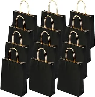 ECVV Gift Bags 48 Pieces Set Eco-Friendly Paper Bags With Handles Bulk Paper Bags Shopping Bags Kraft Bags Retail Bags Party Bags (BLACK, 21 * 15 * 8 Cm)