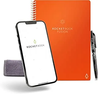 Rocketbook Planner & Notebook, Fusion : Reusable Smart Planner & Notebook | Improve Productivity with Digitally Connected Notebook Planner | Dotted, 15.2 cm x 22.4 cm, 42 Pg, Beacon Orange