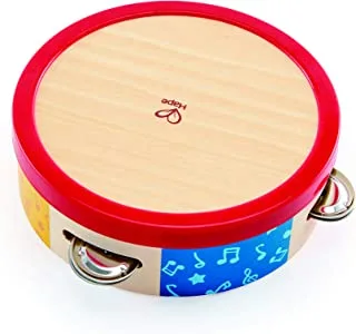 Hape Tap-along Tambourine | Wooden Tambourine Drum For kids, Musical Instrument for Children 12 Months and Up