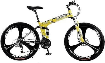 MOUNTAIN GEAR 21 SPEED ROAD FIGHTER FOLDABLE BIKE | 26 INCH MAG WHEEL | MTB SUSPENSION | DISK BRAKES | SHOCK ABSORBING FRONT FORK | SHIMANO SHIFTERS | YELLOW - MGR182713