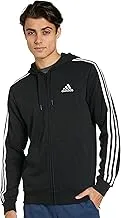 adidas mens M 3S FT FZ HD HOODED TRACK TOP