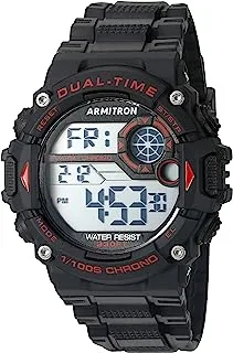 ساعة Armitron Sport للرجال 40 / 8356RED حمراء كرونوغراف رقمية بسوار راتنج أسود