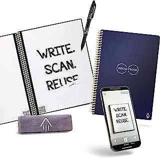 Rocketbook Smart REUsable Notebook - Dot-Grid Eco-Friendly Notebook With 1 Pilot Frixion Pen & 1 Microfiber Cloth Included - Midnight Blue Cover, Executive Size (6