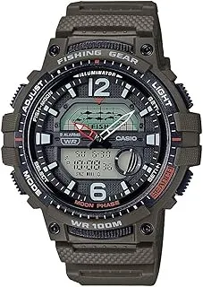 ساعة كاسيو الرجالية فيشينغ جير ببطارية 10 سنوات ، ساعة يد راتنج أسود WSC-1250H-1AVCF