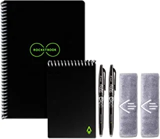 Rocketbook Smart Reusable Notebooks with 2 Pilot Frixion Pens - Black, Executive (6