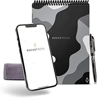 Rocketbook Smart Reusable Notebook, Flip Executive Size Spiral Notebook, Lunar Winter, (6