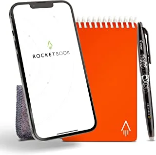 Rocketbook Smart Reusable Notebook, Mini Spiral Notebook, Beacon Orange, (3.5