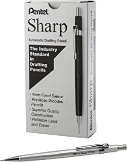 Pentel Sharp Mechanical Pencil, (0.5mm), Metallic Silver Barrel, Box of 12 (P205Z)