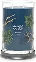 Yankee Candle Bayside Cedar Scented, Signature 20oz Large Tumbler 2-Wick Candle, Over 60 Hours of Burn Time