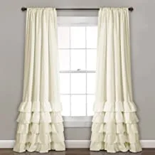 Lush Decor ، عاجي Allison Ruffle Curtains-Window مجموعة ستائر للمعيشة وغرفة الطعام وغرفة النوم (زوج) ، 84 