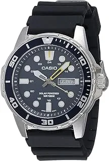 Casio Men's Solar Powered Stainless Steel Black Resin Band Day/Day Indicator 42mm Watch MTP-S110-1AVCF