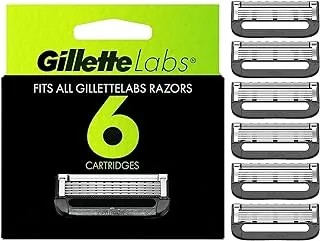 GilletteLabs Gillette Mens Razor Blade Refills, Compatible Only with GilletteLabs Razors with Exfoliating Bar and Heated Razor, 6 Razor Blade Cartridges