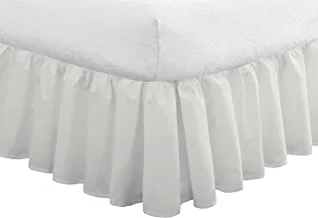 Fresh Ideas Bedding Ruffled Bed Skirt, Classic 14” drop length, Gathered Styling, Queen, White