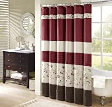Serene Flora Fabric Shower Curtain, mbroidered Transitional Shower Curtains for Bathroom, 72 X 72
