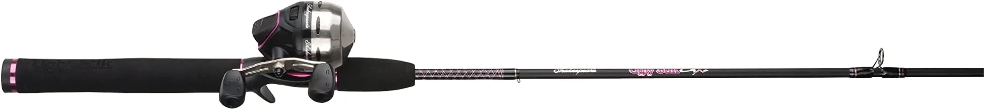 Ugly Stik 5’6” GX2 Spincast Ladies Fishing Rod and Reel Spinning Combo, Ugly Tech Construction with Clear Tip Design, 5’6” 2-Piece Rod, Black