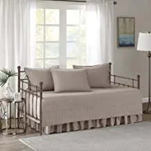 Comfort Spaces Daybed Cover - Luxe Double Sided-Quilting, All Season Cozy Bedding with Bedskirt, Matching Shams, Kienna Taupe 75