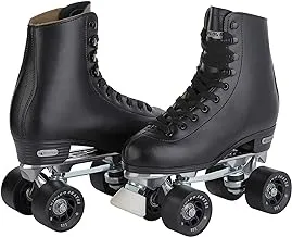 Chicago Men's Premium Leather Lined Rink Roller Skate - Classic Black Quad Skates