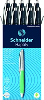قلم حبر جاف Schneider Haptify ، متوسط ​​(متوسط) ، قابل لإعادة الملء وقابل للسحب ، برميل أزرق فاتح داكن ، صندوق من 10 أقلام ، حبر أزرق (135323)