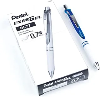 Pentel EnerGel Pearl Deluxe RTX قلم جل سائل قابل للسحب ، 0.7 مم ، لهجة زرقاء ، حبر أزرق ، صندوق 12 (BL77PW-C)