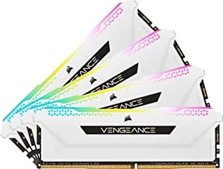 Corsair Vengeance RGB Pro SL 32 جيجابايت (4x8 جيجابايت) DDR4 3200 (PC4-25600) C16 1.35 فولت - أبيض (CMH32GX4M4E3200C16W)