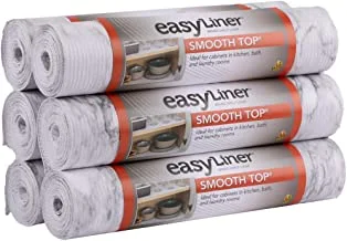 Smooth Top EasyLiner for Cabinets & Drawers - Easy to Install & Cut to Fit - Shelf Paper & Drawer Liner Non Adhesive - Non Slip Shelf Liner - 12 Inch Width - 60 Total Feet - Grey Marble