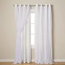 Exclusive Home Catarina Layered Solid Room Darkening Blackout and Sheer Grommet Top Curtain Panel Pair, 52