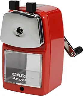 CARL Angel-5 Pencil Sharpener, Red, Quiet for Office, Home and School