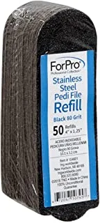مجموعة ForPro Professional Collection من الفولاذ المقاوم للصدأ Pedi File Refill ، 80 حبيبة ، أسود ، وسادات إعادة تعبئة باديكير EZ-Strip Peel ، 1.25 