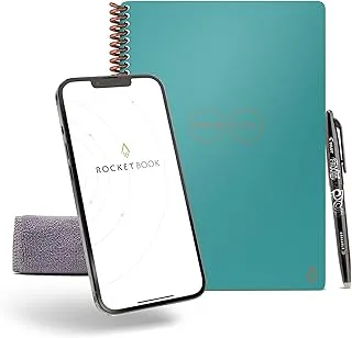 Rocketbook Smart REUsable Notebook - Dot-Grid Eco-Friendly Notebook With 1 Pilot Frixion Pen & 1 Microfiber Cloth Included - Neptune Teal Cover, Executive Size (6