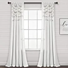 Lush Decor Boho Pom Tassel Linen Window Curtain (Single Panel), 84 in x 52 in (L x W), Off White