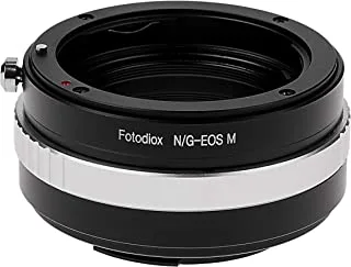 مهايئ Fotodiox Lens Mount - عدسة Nikon F Mount G-Type D / SLR إلى هيكل كاميرا Canon EOS M (حامل EF-M) مع قرص تحكم بفتحة مدمجة