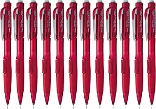 Pentel Twist-Erase CLICK Mechanical Pencil (0.5mm) Transparent Red Barrel, Box of 12 (PD275TB)