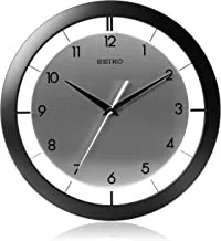 SEIKO 11 Inch St James Brushed Metal Wall Clock, Black