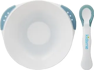 Kidsme 9832 AZ Suction Bowl with Ideal Temperature Feeding Spoon Set, Azure