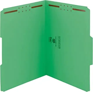 Smead fastener file folder, 2 fasteners, reinforced 1/3-cut tab, letter size, green, 50 per box (12140)