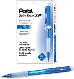 Pentel Twist-Erase Express Mechanical Pencil (0.9mm) Fashion Color, Sky Blue Barrel, Box of 12 (QE419S)
