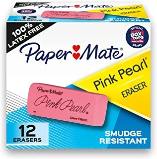 محايات Paper Mate Pink Pearl ، كبيرة ، 12 قطعة