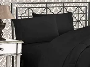Elegant Comfort Luxurious 1500 Premium Hotel Quality Microfiber Three Line Embroidered Softest 4-Piece Bed Sheet Set, Wrinkle and Fade Resistant, Twin/Twin XL, Black