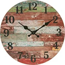 ساعة حائط خشبية مستديرة 12 بوصة من Stonebriar Rustic ، تعمل بالبطارية ، ديكور حائط مزرعة عتيق للمطبخ أو غرفة المعيشة أو غرفة النوم أو المكتب