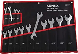 Sunex 9914A 14 Piece Angle Head SAE Wrench Set (FULL POLISH) CRV