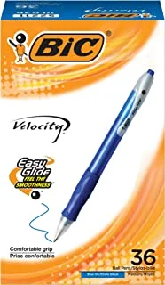 قلم حبر جاف قابل للسحب BIC Velocity ، نقطة متوسطة (1.0 مم) ، حبر أزرق ، مجموعة أقلام مكونة من 36 قطعة