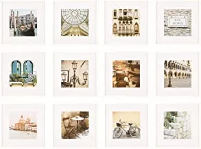 معرض الصور المثالية على الحائط مجموعة صور مربعة مع قالب معلق لإطار الصورة ، أبيض ، 12 قطعة