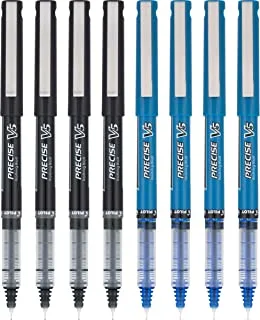 Pilot Precise V5 Premium Rolling Ball Pens, Extra Fine Point, Black and Blue Inks, 8 Count (16411)